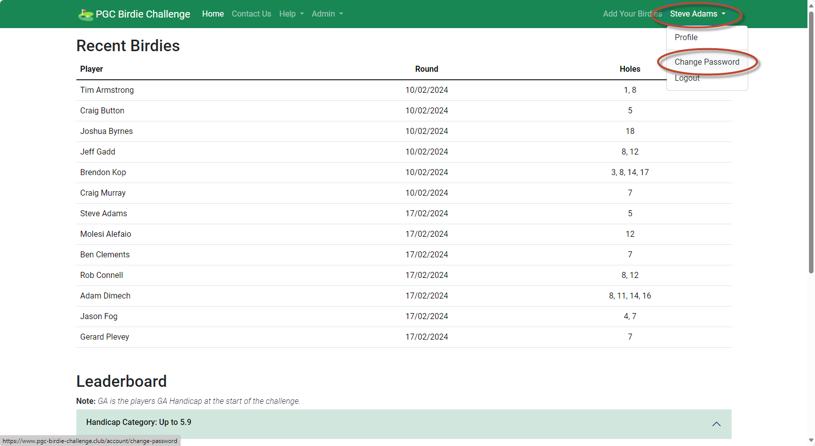 Change password Change password